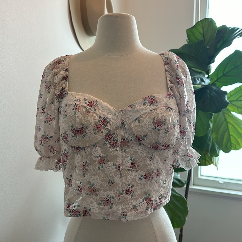 Shein floral lace crop top